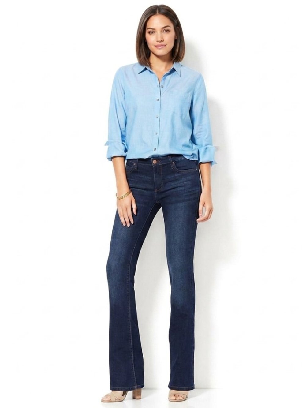 New York & Company Womens Women's Curvy Bootcut Mid-Rise Jeans Size 0 NWT